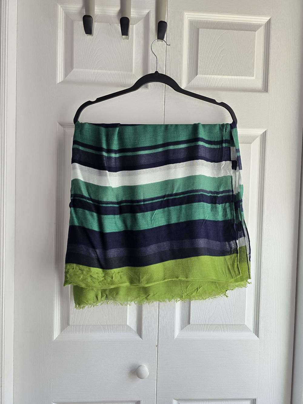 Ann Taylor Factory Striped Green & Navy Scarf Length 68in Width 36in